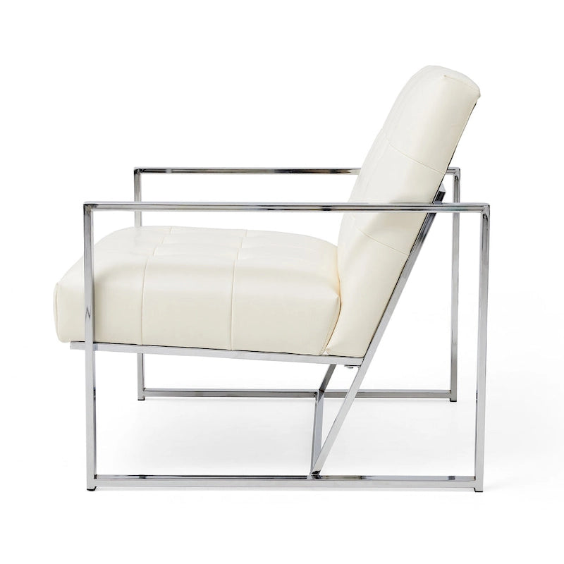 Glitzhome Set of 2 29.25W Mid-Century PU Leather Tufted Accent Chairs 35