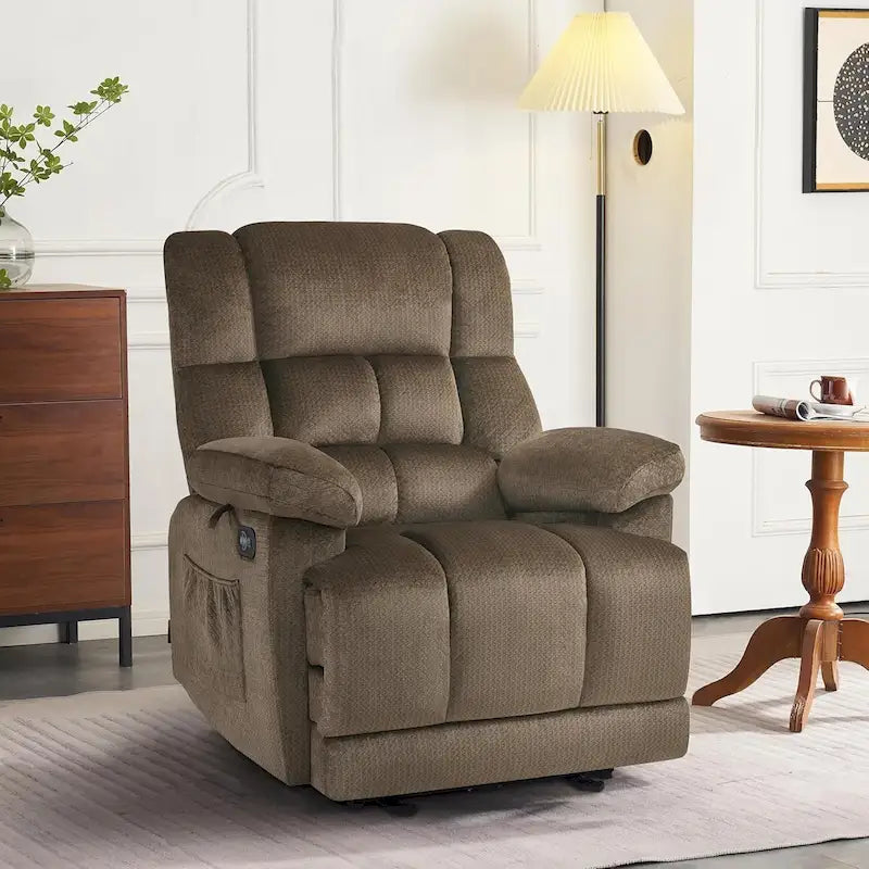 MCombo Electric Power Recliner Chair for Living Room with Heat and Massage, Fabric R6233 24