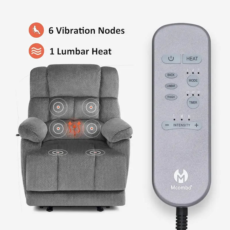 MCombo Electric Power Recliner Chair for Living Room with Heat and Massage, Fabric R6233 7