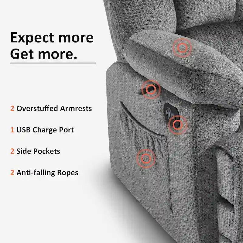 MCombo Electric Power Recliner Chair for Living Room with Heat and Massage, Fabric R6233 10