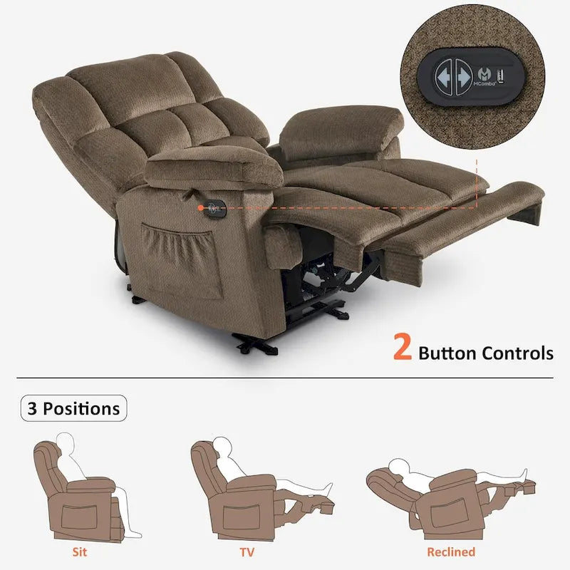 MCombo Electric Power Recliner Chair for Living Room with Heat and Massage, Fabric R6233 19