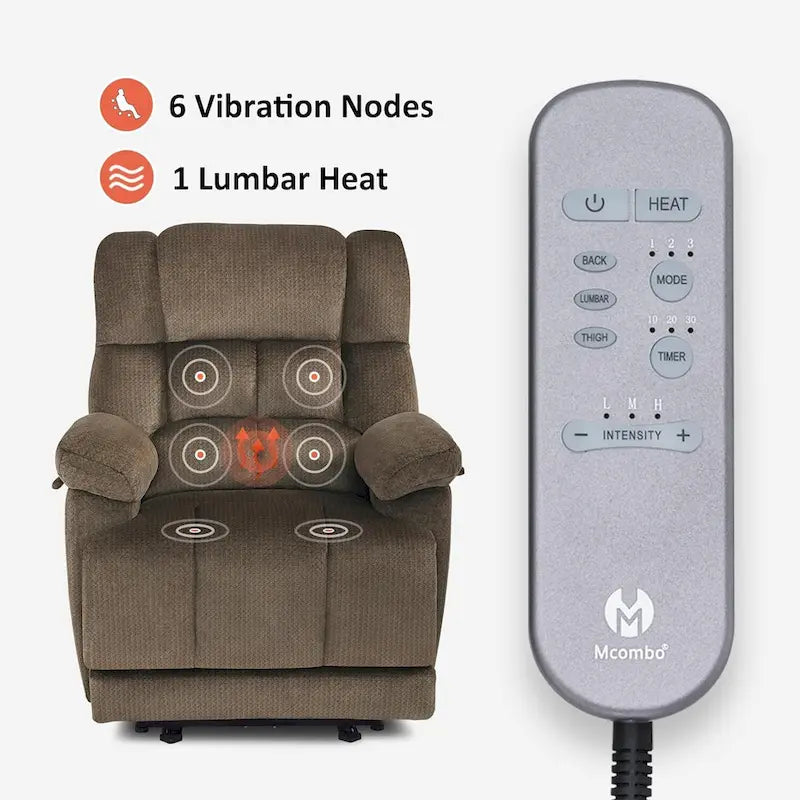 MCombo Electric Power Recliner Chair for Living Room with Heat and Massage, Fabric R6233 20