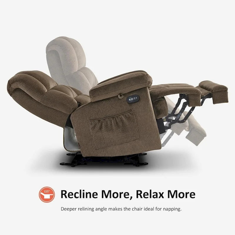 MCombo Electric Power Recliner Chair for Living Room with Heat and Massage, Fabric R6233 21