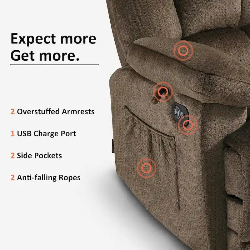 MCombo Electric Power Recliner Chair for Living Room with Heat and Massage, Fabric R6233 23