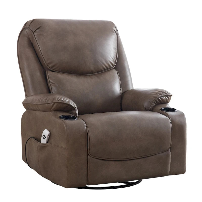 HOMYKA 34.2 Wide Faux Leather Swivel Rocking Power Recliner Chair With USB Port 27