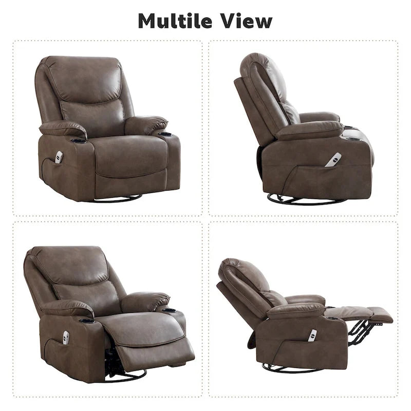 HOMYKA 34.2 Wide Faux Leather Swivel Rocking Power Recliner Chair With USB Port 11