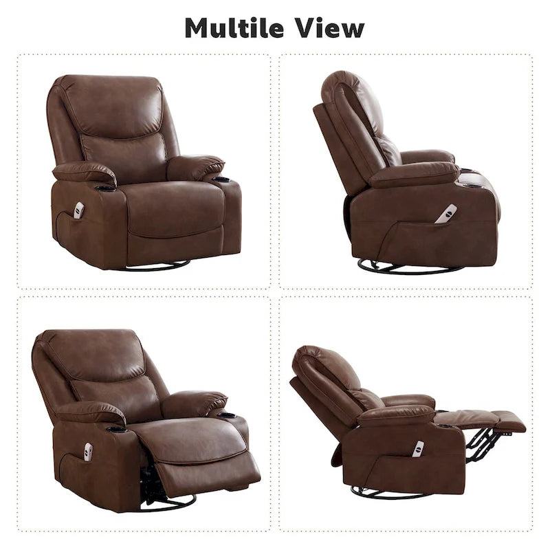HOMYKA 34.2 Wide Faux Leather Swivel Rocking Power Recliner Chair With USB Port 24