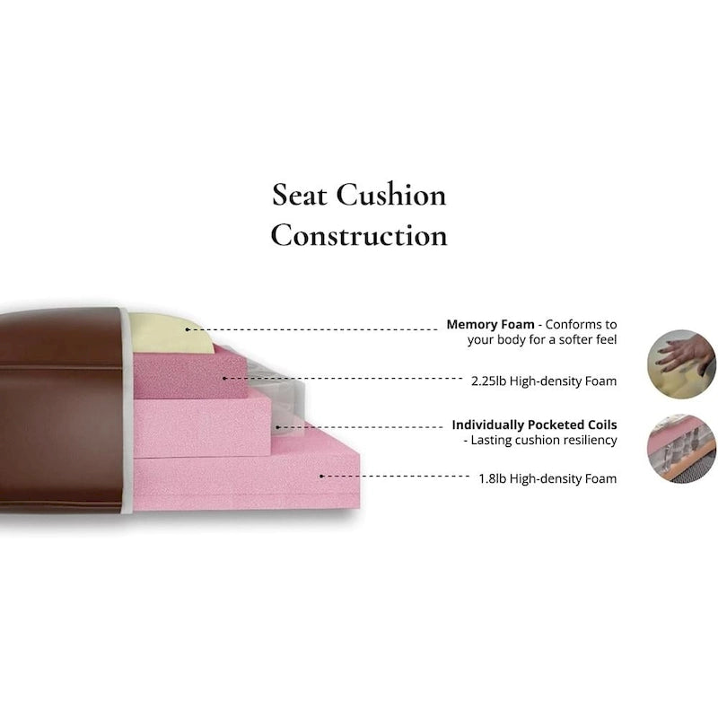 Hydeline Westcott Top Grain Leather Sofa Couch with Memory Foam and Springs 4