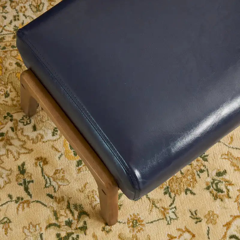 Glitzhome 30.75H Mid-Century PU Leather Armchair with Ottoman Set 25