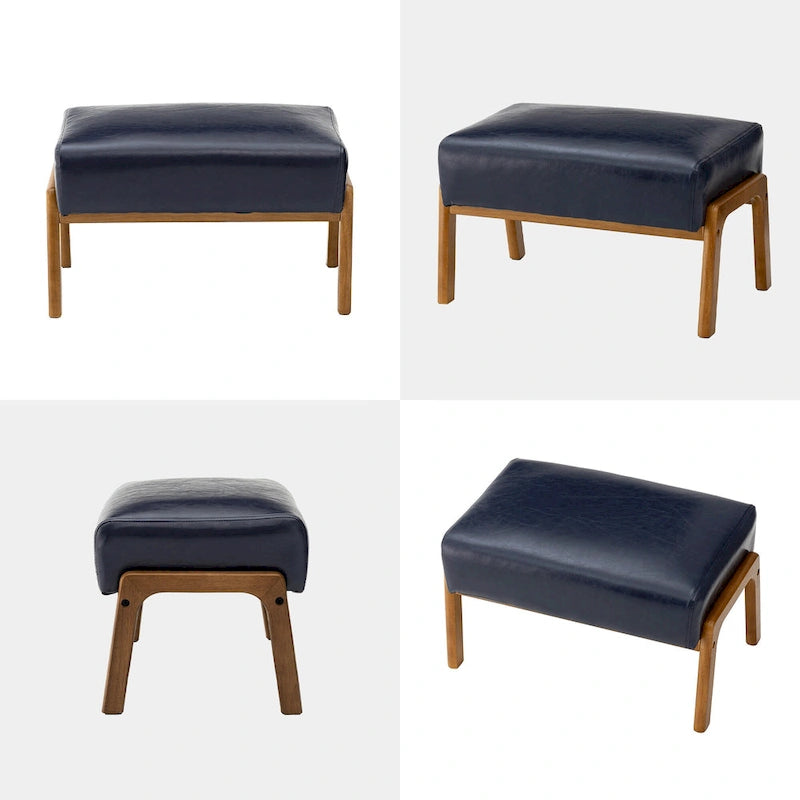 Glitzhome 30.75H Mid-Century PU Leather Armchair with Ottoman Set 26