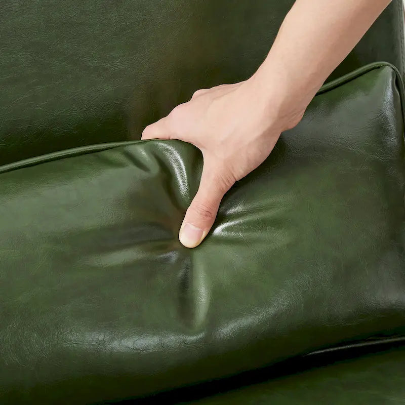 Glitzhome 30.75H Mid-Century PU Leather Armchair with Ottoman Set 35