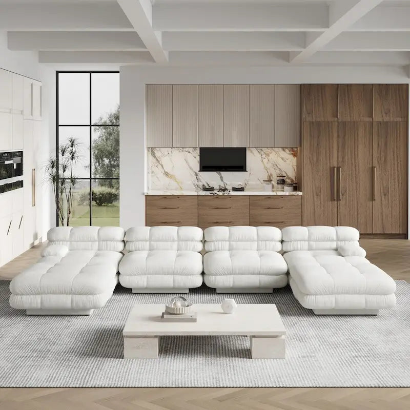 146 Convertible Modular Sectional Sofa, U-Shaped Luxury Modern 6-Seat Couch Sectional with Chaise Ottomans for Living Room 21