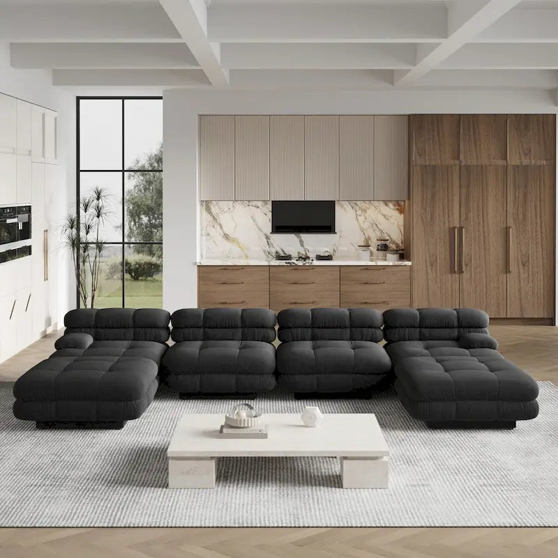 146 Convertible Modular Sectional Sofa, U-Shaped Luxury Modern 6-Seat Couch Sectional with Chaise Ottomans for Living Room 22