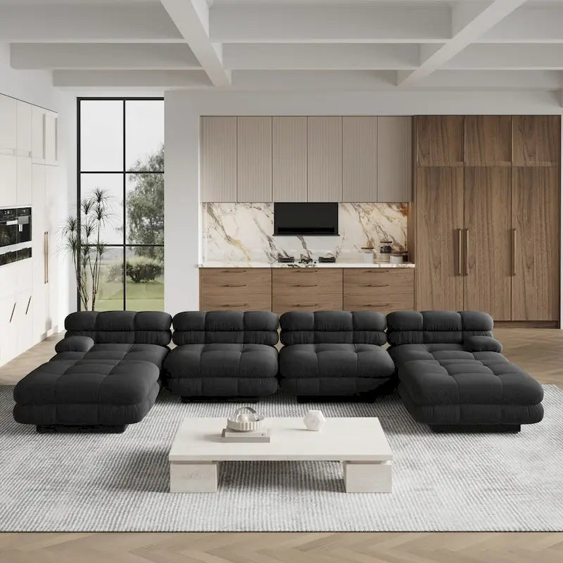 146 Convertible Modular Sectional Sofa, U-Shaped Luxury Modern 6-Seat Couch Sectional with Chaise Ottomans for Living Room 3