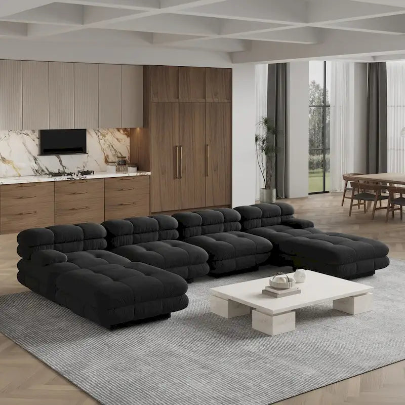 146 Convertible Modular Sectional Sofa, U-Shaped Luxury Modern 6-Seat Couch Sectional with Chaise Ottomans for Living Room 4