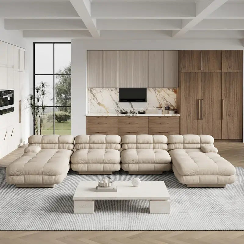 146 Convertible Modular Sectional Sofa, U-Shaped Luxury Modern 6-Seat Couch Sectional with Chaise Ottomans for Living Room 5