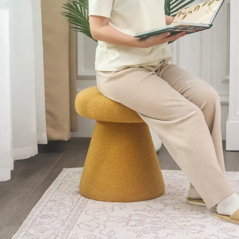 Adeco Mushroom Ottoman Large Soft Foot Stool for Living Room Bedroom 13
