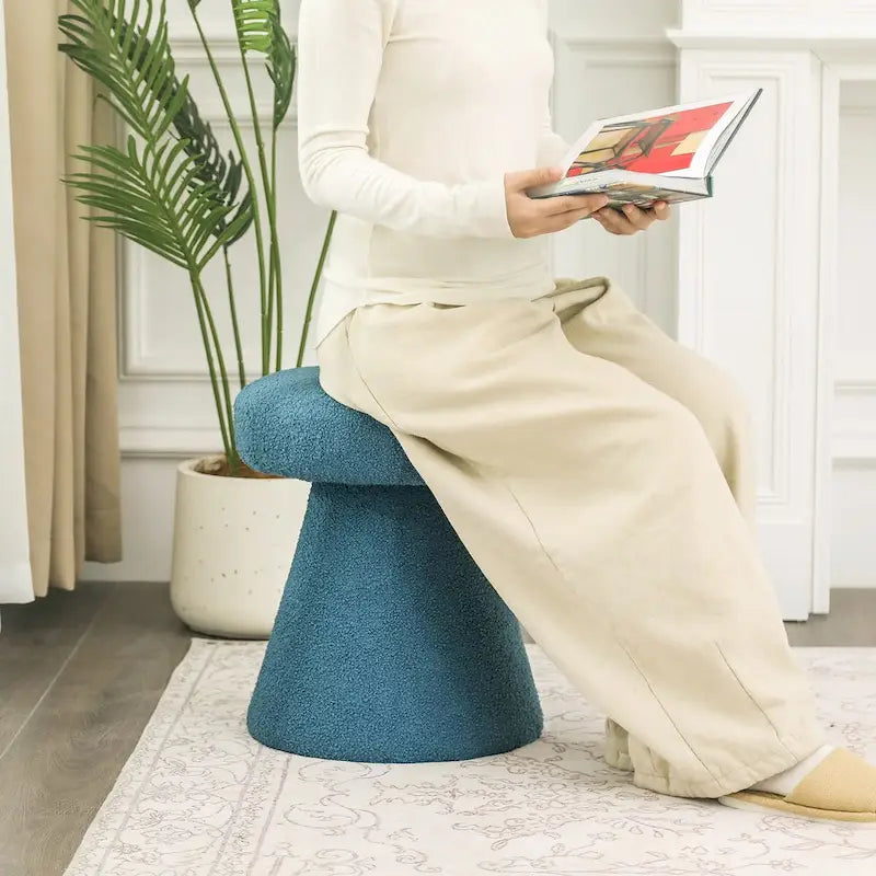 Adeco Mushroom Ottoman Large Soft Foot Stool for Living Room Bedroom 21