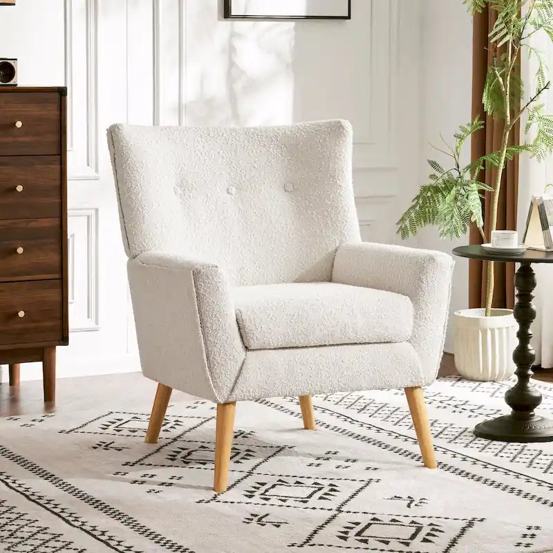Almond Boucle Tufted Back Accent Chair by Christopher Knight Home 12