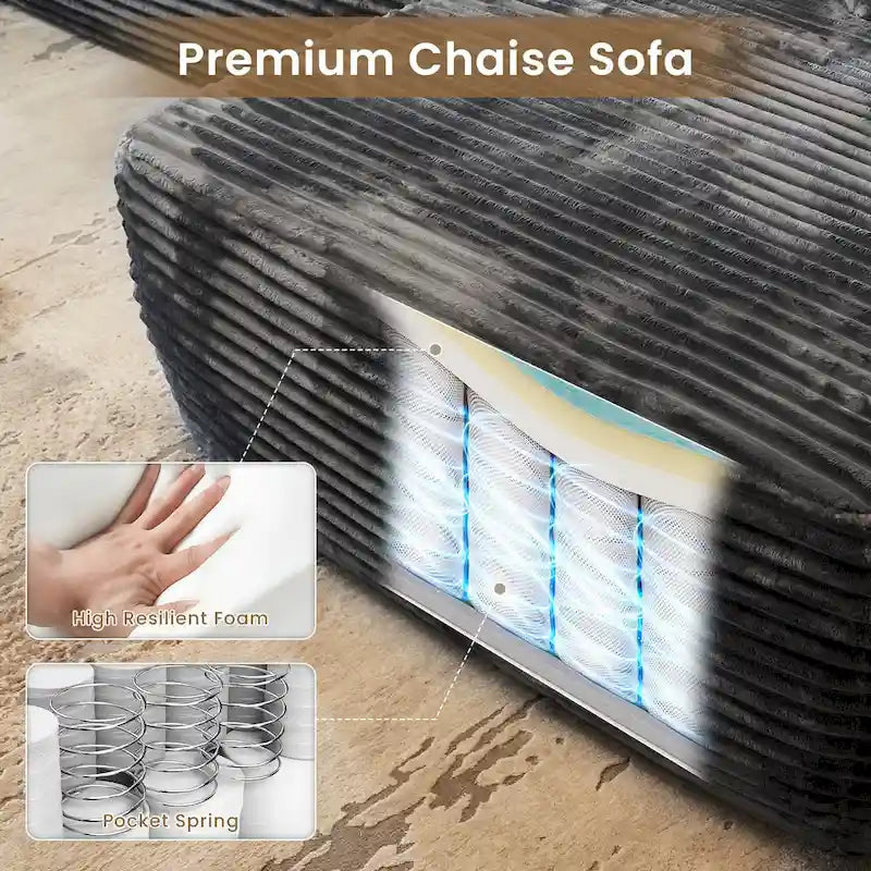 Divano componibile modulare HOOOWOOO in velluto a coste felpato con cuscini 12