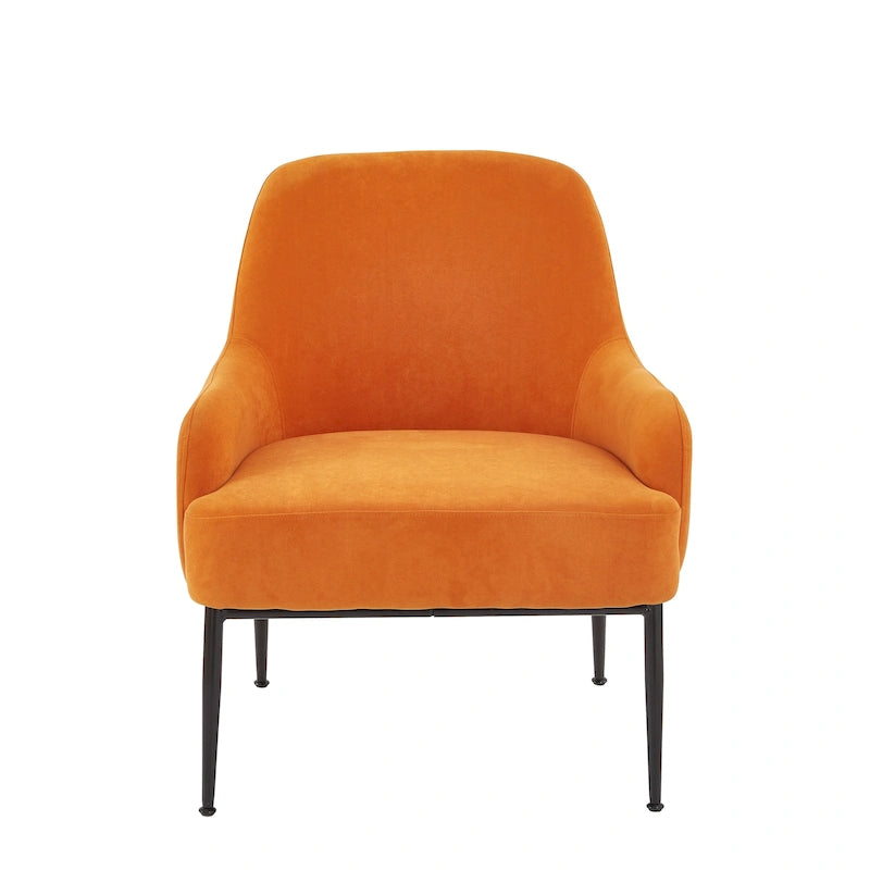 Poltrona accent in velluto Mid-Century con braccioli inclinati 30