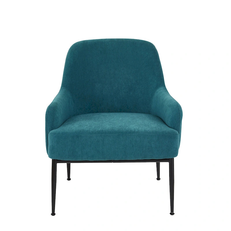 Poltrona accent in velluto Mid-Century con braccioli inclinati 34