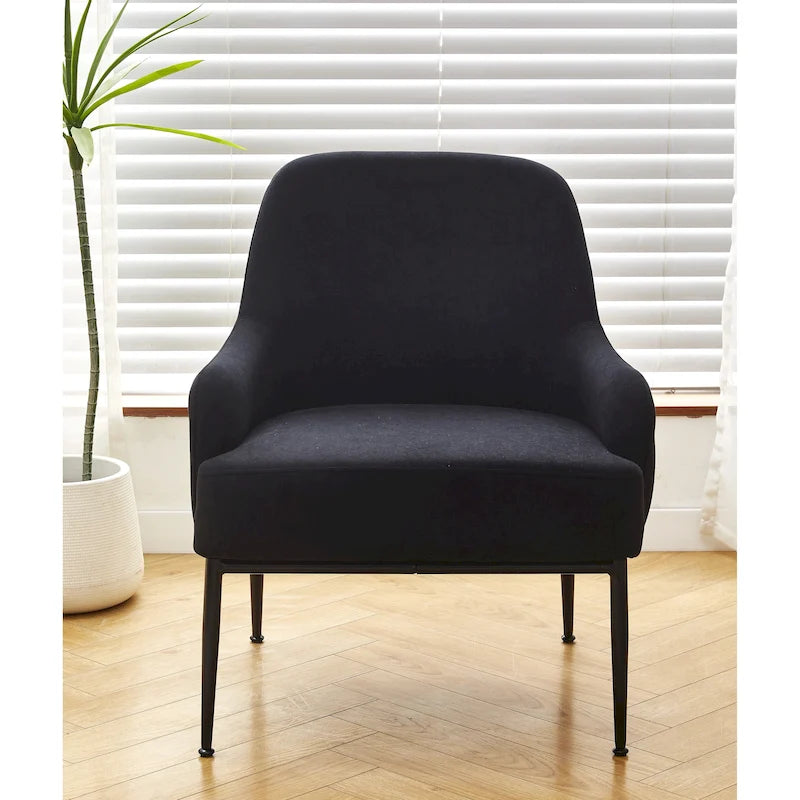 Poltrona accent in velluto Mid-Century con braccioli inclinati 35