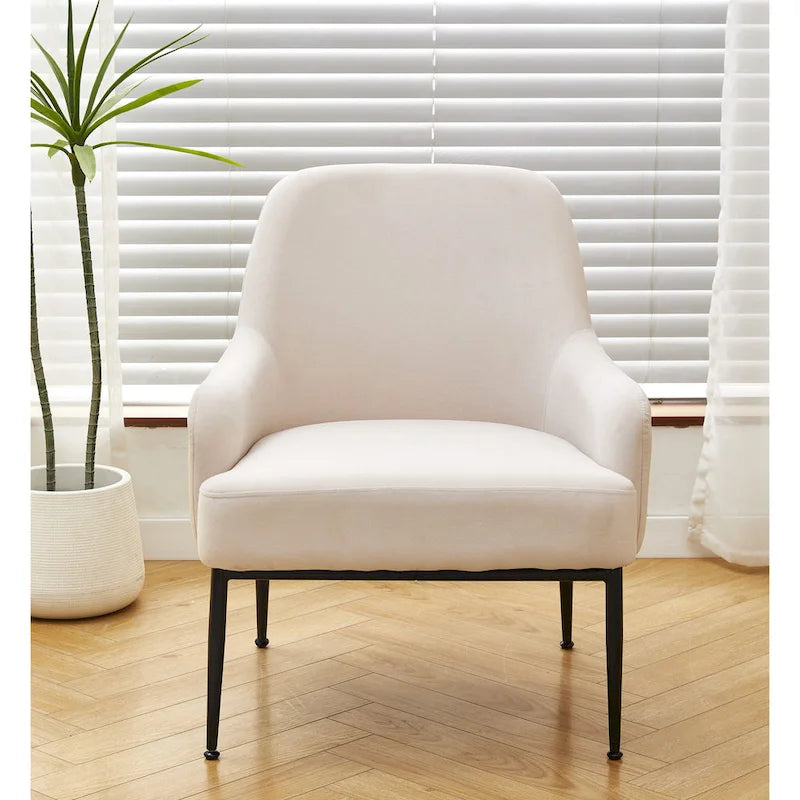 Poltrona accent in velluto Mid-Century con braccioli inclinati 6