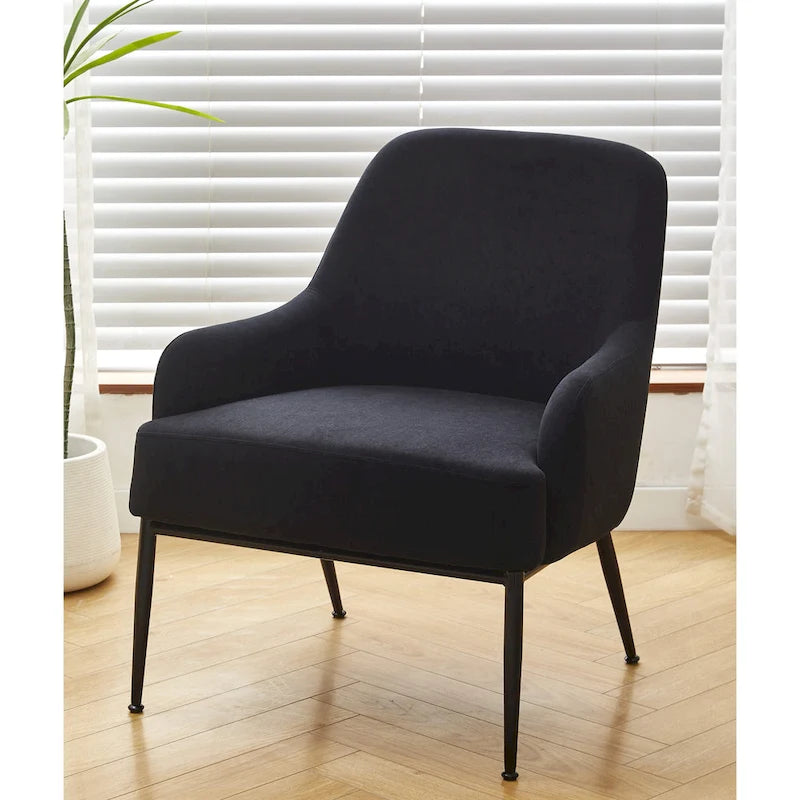 Poltrona accent in velluto Mid-Century con braccioli inclinati 13