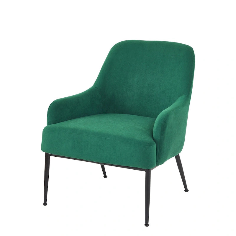 Poltrona accent in velluto Mid-Century con braccioli inclinati 21