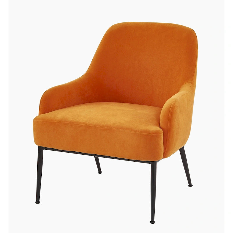 Poltrona accent in velluto Mid-Century con braccioli inclinati 26