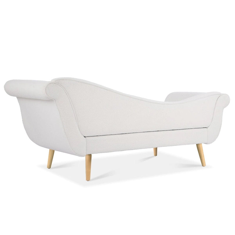 Chaise Lounge Indoor with Scroll Arms,Upholstered Chair Recliner Couch with Rolled Accent Pillow and Solid Wood Legs 25