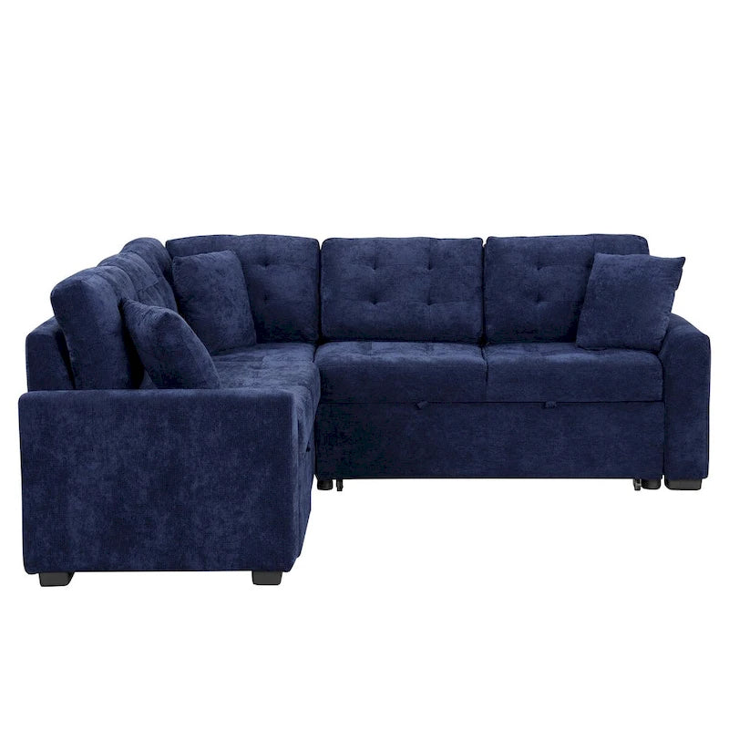 82.6-inch L-shaped Pull-out Sleeper Sofa with Wheels, USB Ports, Power Sockets - 82.6W x 82.6D x 33H 5