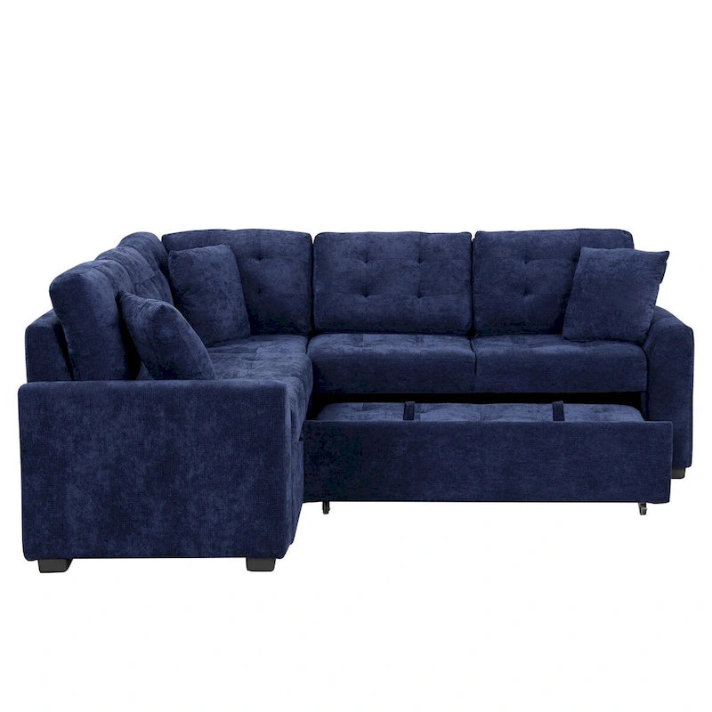 82.6-inch L-shaped Pull-out Sleeper Sofa with Wheels, USB Ports, Power Sockets - 82.6W x 82.6D x 33H 7