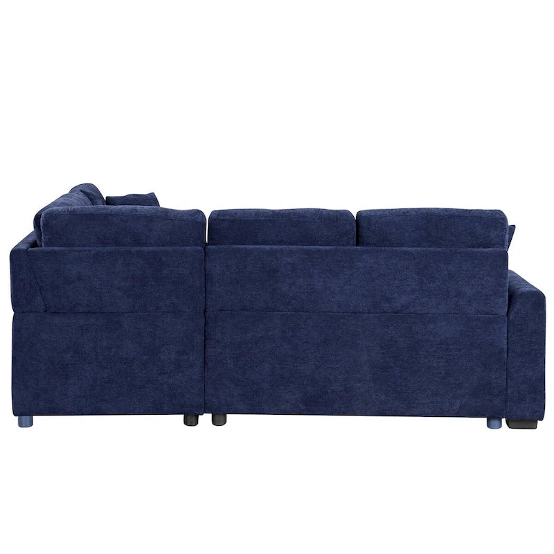 82.6-inch L-shaped Pull-out Sleeper Sofa with Wheels, USB Ports, Power Sockets - 82.6W x 82.6D x 33H 11
