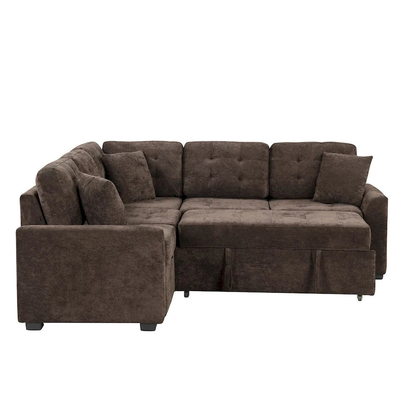 82.6-inch L-shaped Pull-out Sleeper Sofa with Wheels, USB Ports, Power Sockets - 82.6W x 82.6D x 33H 25