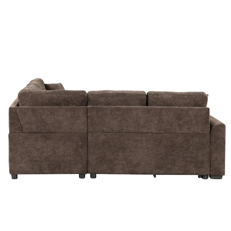 82.6-inch L-shaped Pull-out Sleeper Sofa with Wheels, USB Ports, Power Sockets - 82.6W x 82.6D x 33H 31