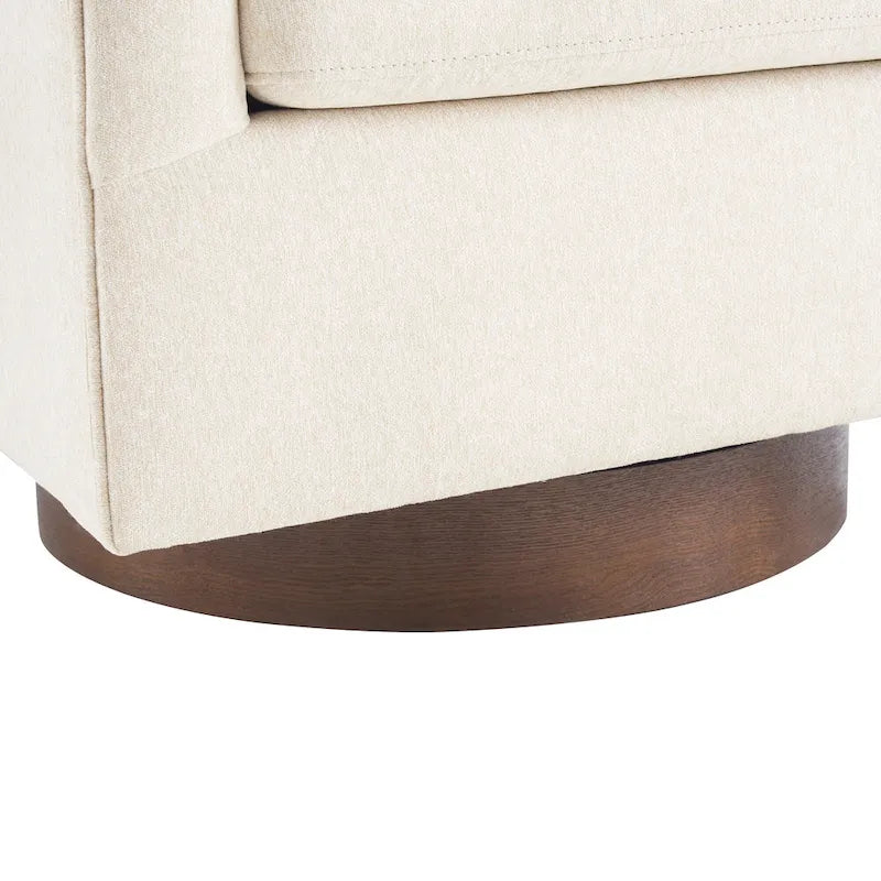 LUE BONA Modern Living Room Armchair Upholstered Wooden Barrel Swivel Accent Chair 14
