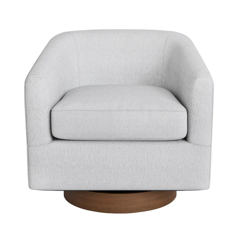 LUE BONA Modern Living Room Armchair Upholstered Wooden Barrel Swivel Accent Chair 16