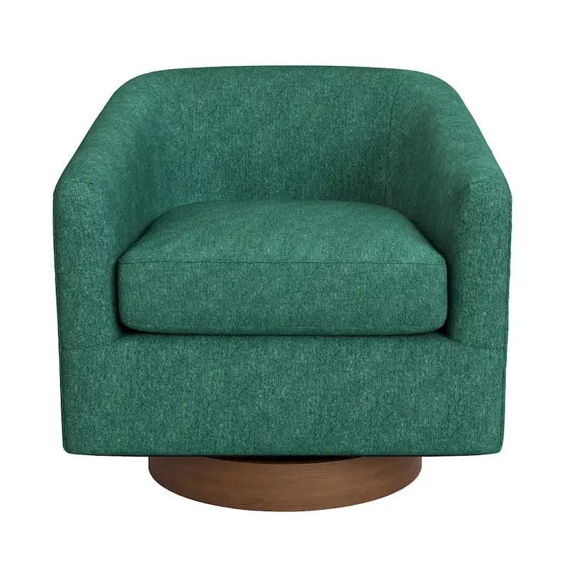 LUE BONA Modern Living Room Armchair Upholstered Wooden Barrel Swivel Accent Chair 23