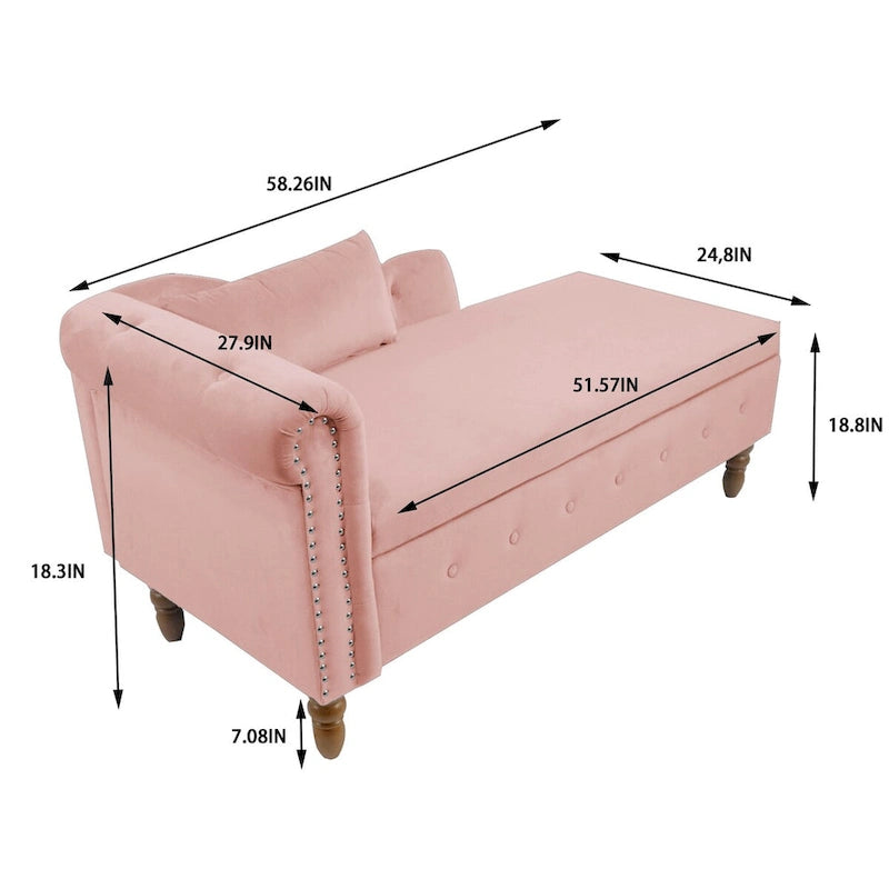 Chaise Lounge Indoor,Lounge Chair for Bedroom with Storage & Pillow,Modern Upholstered Rolled Arm Chase Lounge for Sleeping 14