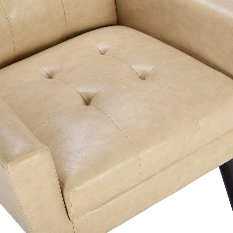 Modern Soft Leather Material Ergonomics Accent Chair Living Room Chair Bedroom Chair Home Chair With Black Legs For Indoor Home 10