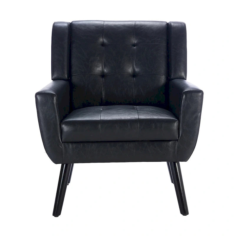 Modern Soft Leather Material Ergonomics Accent Chair Living Room Chair Bedroom Chair Home Chair With Black Legs For Indoor Home 18