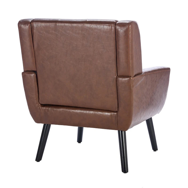 Modern Soft Leather Material Ergonomics Accent Chair Living Room Chair Bedroom Chair Home Chair With Black Legs For Indoor Home 24