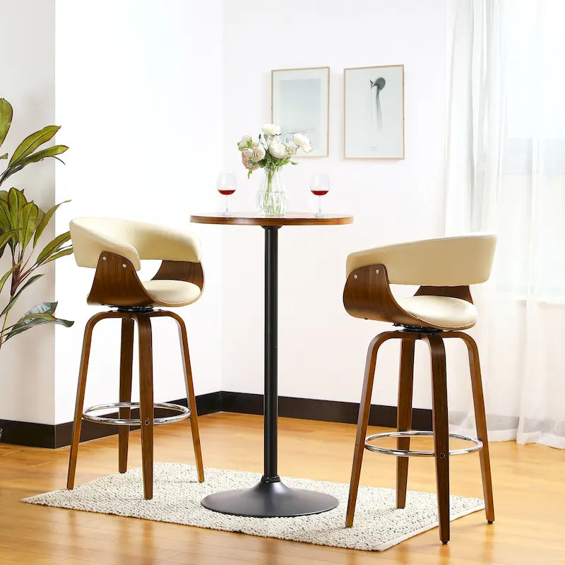 Glitzhome Set of 3 Leatherette Adjustable Swivel Bar Stool Pub Table Set 10