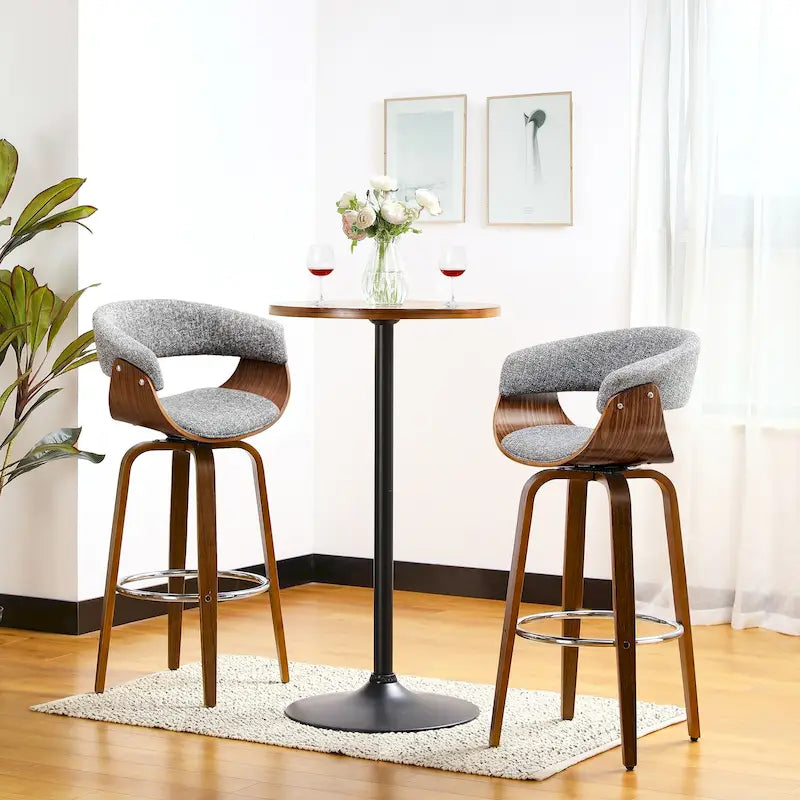 Glitzhome Set of 3 Leatherette Adjustable Swivel Bar Stool Pub Table Set 11