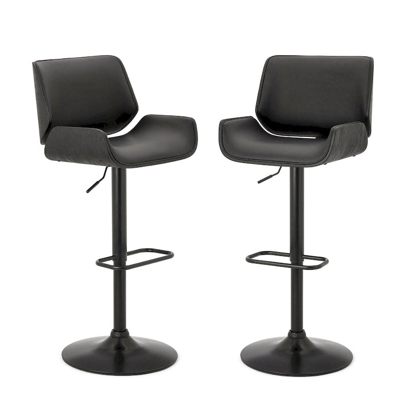 Glitzhome Set of 3 Leatherette Adjustable Swivel Bar Stool Pub Table Set 8