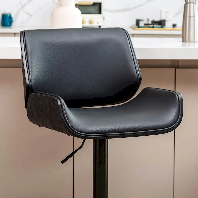 Glitzhome Set of 3 Leatherette Adjustable Swivel Bar Stool Pub Table Set 9