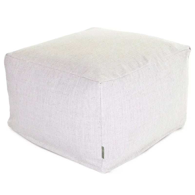 Majestic Home Goods Indoor Wales Poly/Linen Ottoman Pouf 27 in L x 27 in W x 17 in H 12
