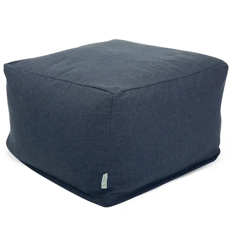 Majestic Home Goods Indoor Wales Poly/Linen Ottoman Pouf 27 in L x 27 in W x 17 in H 14